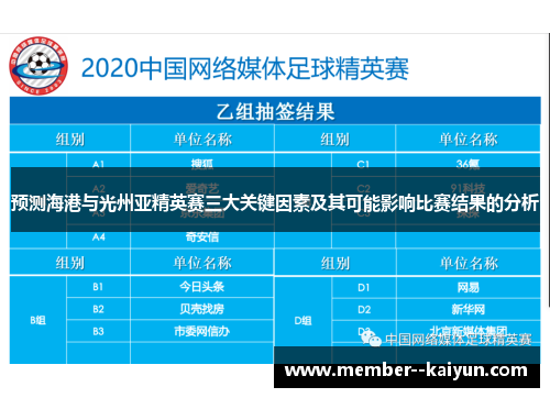 预测海港与光州亚精英赛三大关键因素及其可能影响比赛结果的分析